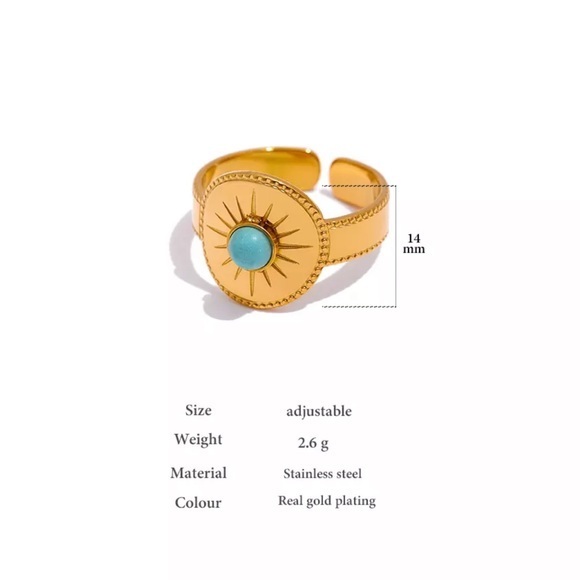 18K Gold Plated Natural Tianhe Stone Sun Ring - Picture 7 of 11
